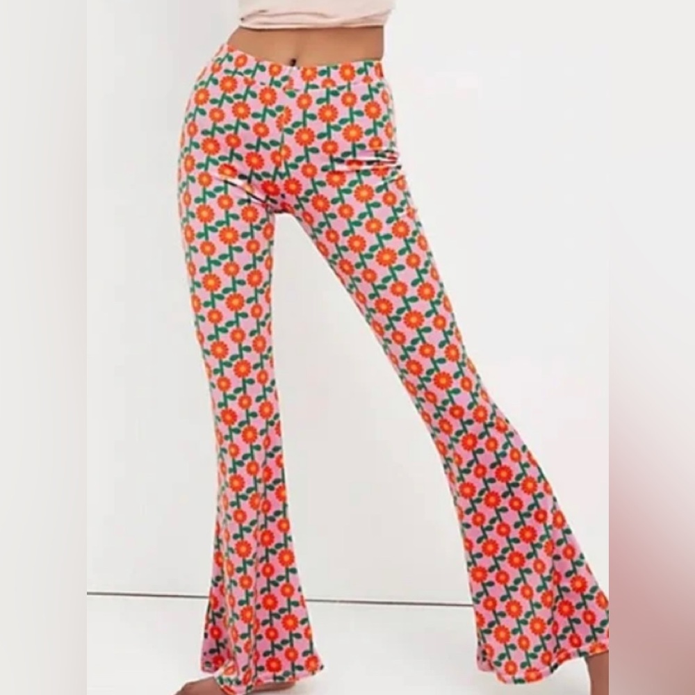 Free People Daisy Chain Floral High-Waist Flare Pants